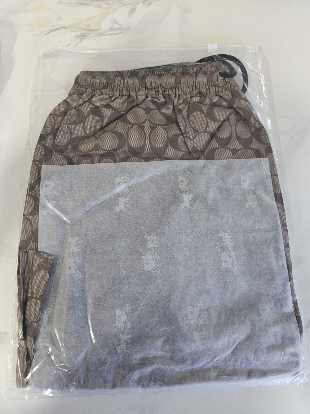 Coach Men’s Signature Swim Trunks — Tan Monogram - Picture 4 of 7